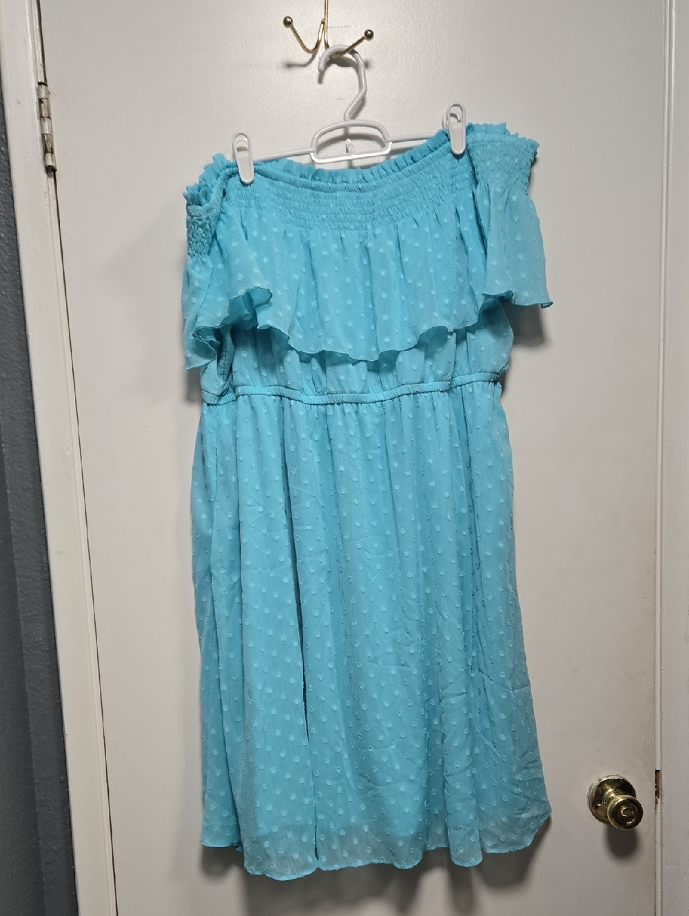 torrid Aqua Swiss Dot Off-Shoulder Top